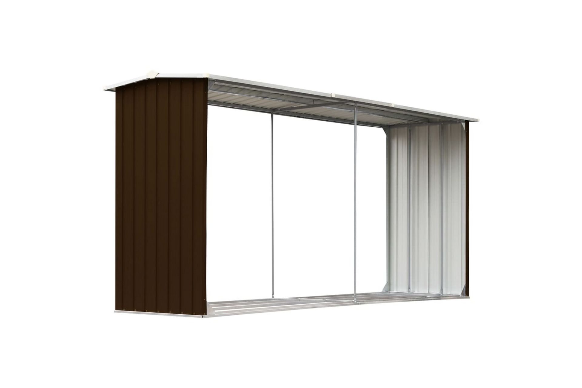 Vedskjul galvanisert stål 330x92x153 cm brun - Hage - Uterom & feriehus - Lagringshus & boder - Redskapsboder