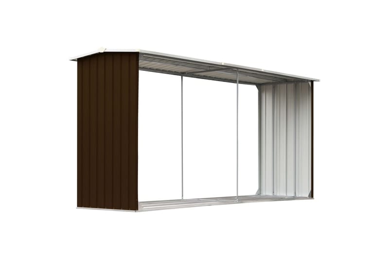 Vedskjul galvanisert stål 330x92x153 cm brun - Hage - Uterom & feriehus - Lagringshus & boder - Redskapsboder