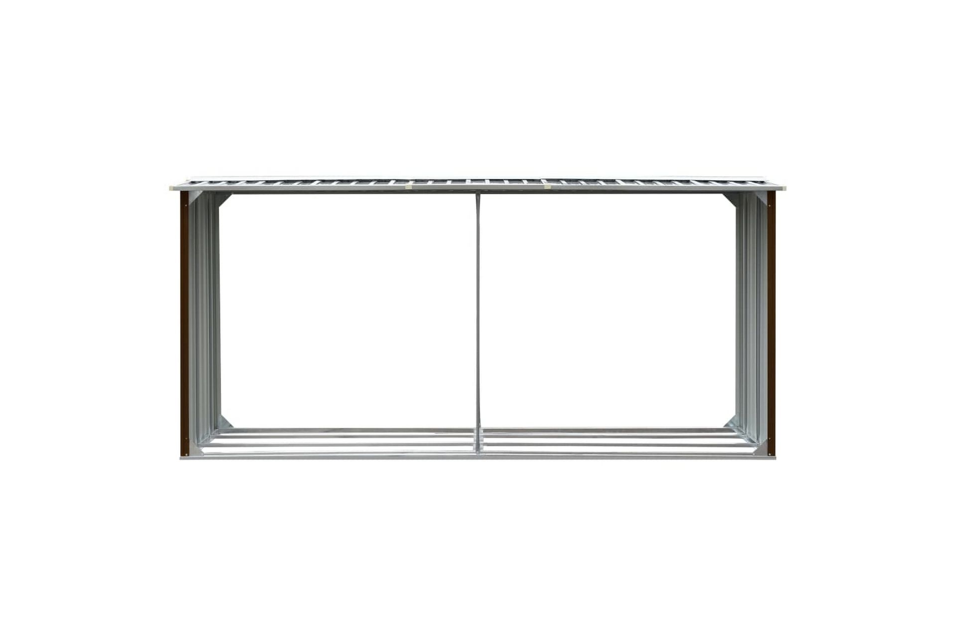 Vedskjul galvanisert stål 330x92x153 cm brun - Hage - Uterom & feriehus - Lagringshus & boder - Redskapsboder