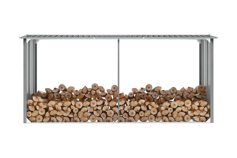 Vedskjul galvanisert stål 330x92x153 cm grå - Hage - Uterom & feriehus - Lagringshus & boder - Redskapsboder