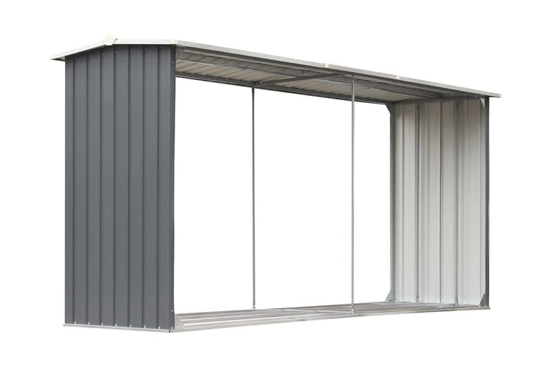 Vedskjul galvanisert stål 330x92x153 cm grå - Hage - Uterom & feriehus - Lagringshus & boder - Redskapsboder