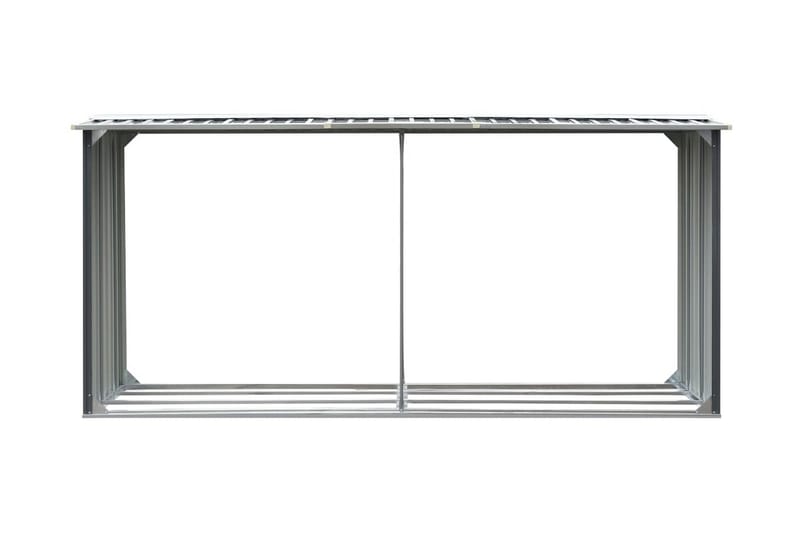 Vedskjul galvanisert stål 330x92x153 cm grå - Hage - Uterom & feriehus - Lagringshus & boder - Redskapsboder