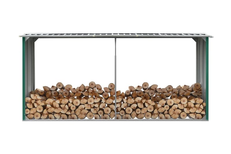 Vedskjul galvanisert stål 330x92x153 cm grønn - Hage - Uterom & feriehus - Lagringshus & boder - Redskapsboder
