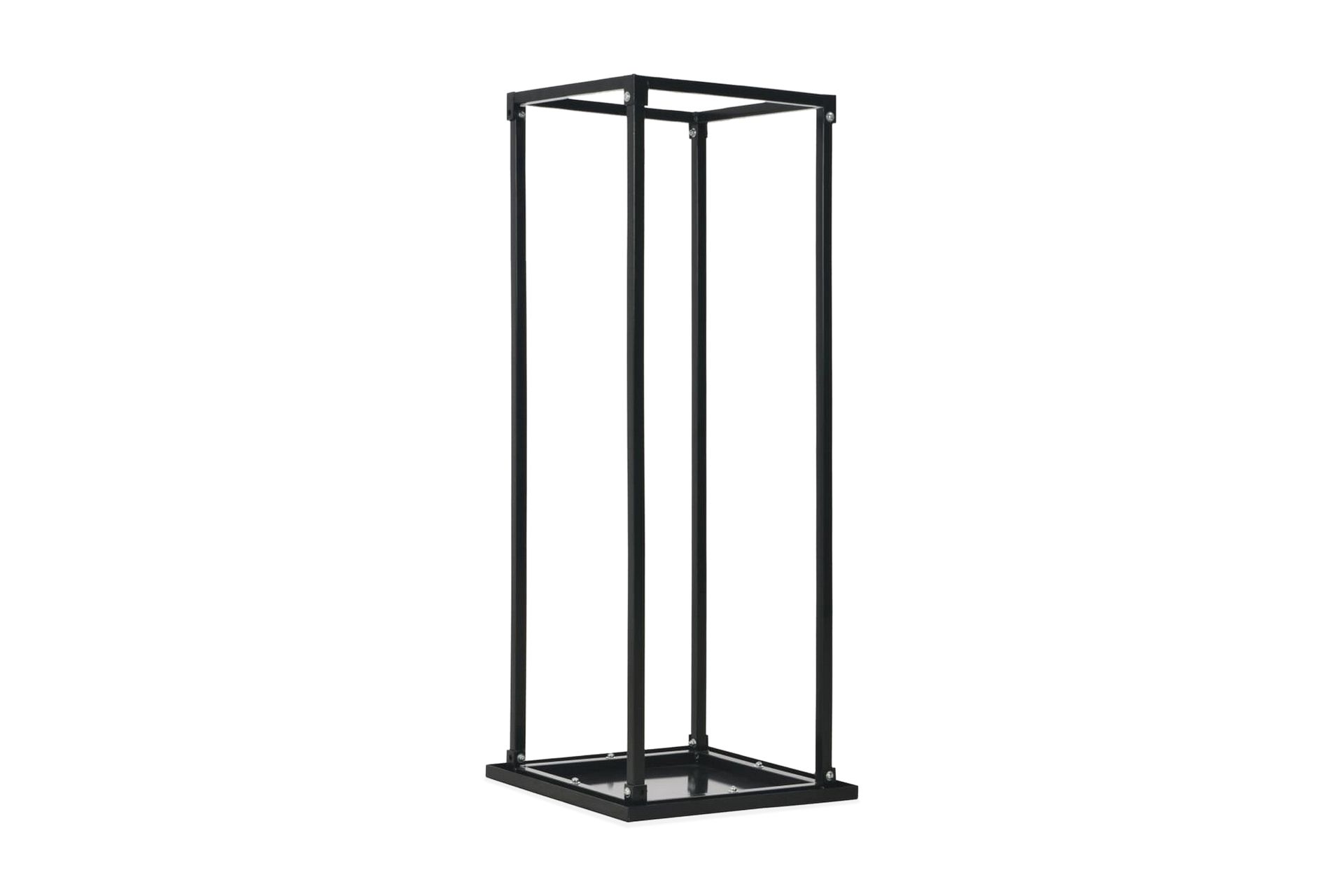 Vedstativ med base svart 37x37x113 cm stål - Svart - Hage - Uterom & feriehus - Lagringshus & boder - Redskapsboder
