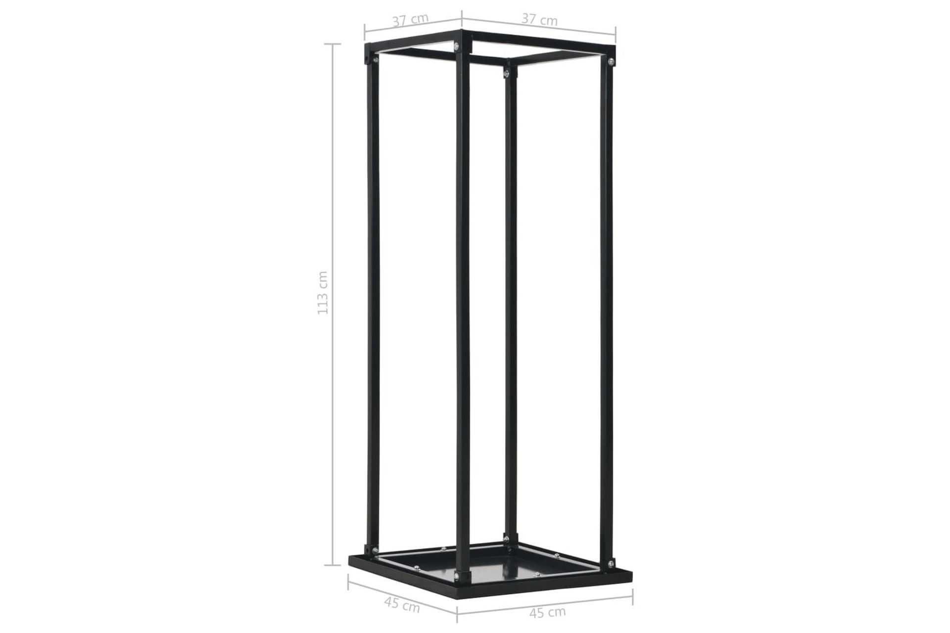Vedstativ med base svart 37x37x113 cm stål - Svart - Hage - Uterom & feriehus - Lagringshus & boder - Redskapsboder