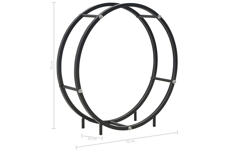 Vedstativ svart 70x20x70 cm stål - Svart - Vedbod & vedskjul - Vedoppbevaring - Redskapsboder