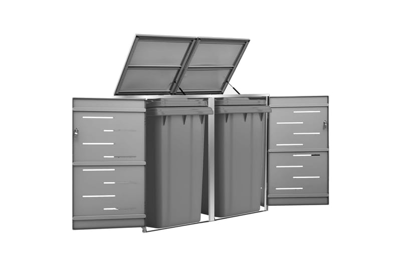 Søppeldunkskur dobbelt 138x77,5x115,5 cm rustfritt stål - Antrasittgrå - Hage - Uterom & feriehus - Lagringshus & boder - Søppelskur