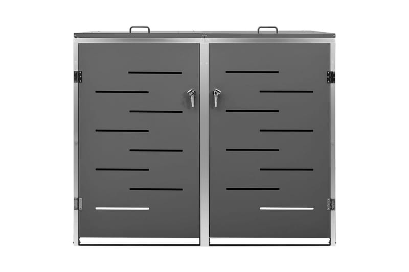 Søppeldunkskur dobbelt 138x77,5x115,5 cm rustfritt stål - Antrasittgrå - Hage - Uterom & feriehus - Lagringshus & boder - Søppelskur