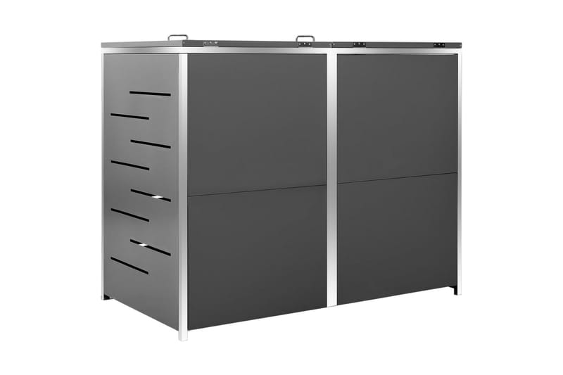 Søppeldunkskur dobbelt 138x77,5x115,5 cm rustfritt stål - Antrasittgrå - Hage - Uterom & feriehus - Lagringshus & boder - Søppelskur