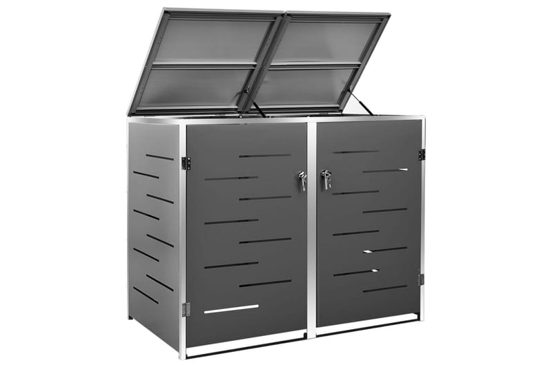Søppeldunkskur dobbelt 138x77,5x115,5 cm rustfritt stål - Antrasittgrå - Hage - Uterom & feriehus - Lagringshus & boder - Søppelskur
