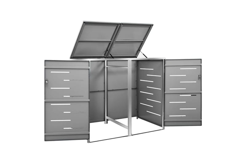 Søppeldunkskur dobbelt 138x77,5x115,5 cm rustfritt stål - Antrasittgrå - Hage - Uterom & feriehus - Lagringshus & boder - Søppelskur