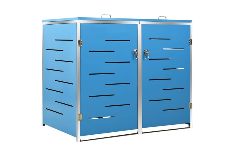 Søppeldunkskur dobbelt 138x77,5x115,5 cm rustfritt stål - Blå - Hage - Uterom & feriehus - Lagringshus & boder - Søppelskur