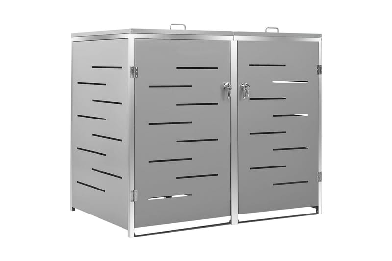 Søppeldunkskur dobbelt 138x77,5x115,5 cm rustfritt stål - Grå - Hage - Uterom & feriehus - Lagringshus & boder - Søppelskur