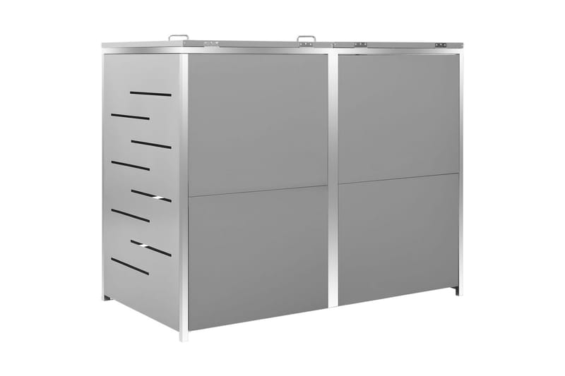Søppeldunkskur dobbelt 138x77,5x115,5 cm rustfritt stål - Grå - Hage - Uterom & feriehus - Lagringshus & boder - Søppelskur
