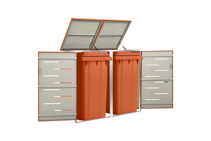 Søppeldunkskur dobbelt 138x77,5x115,5 cm rustfritt stål - Oransj - Hage - Uterom & feriehus - Lagringshus & boder - Søppelskur