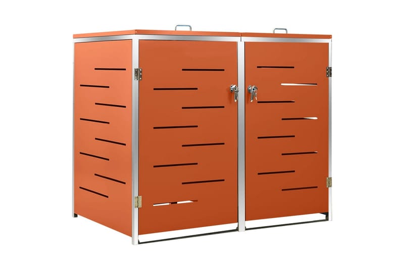 Søppeldunkskur dobbelt 138x77,5x115,5 cm rustfritt stål - Oransj - Hage - Uterom & feriehus - Lagringshus & boder - Søppelskur