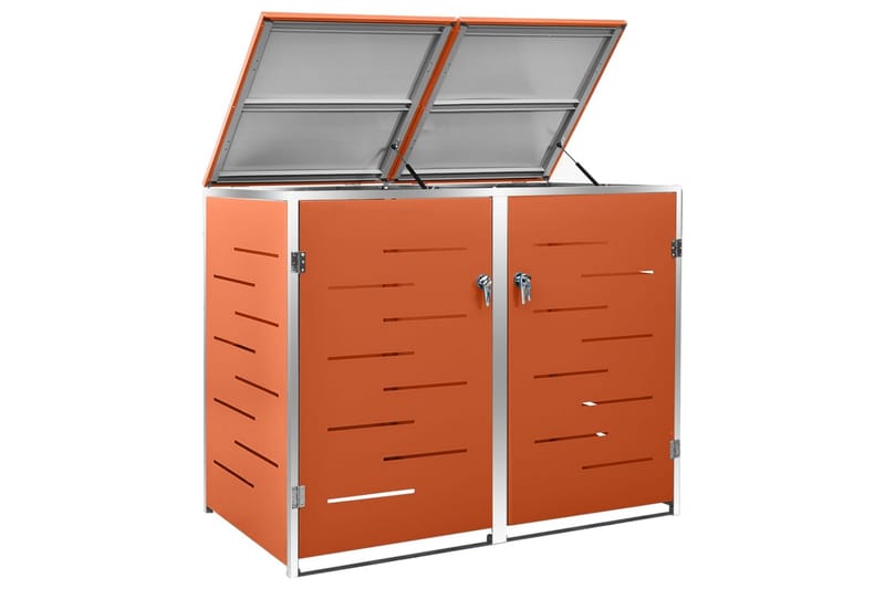 Søppeldunkskur dobbelt 138x77,5x115,5 cm rustfritt stål - Oransj - Hage - Uterom & feriehus - Lagringshus & boder - Søppelskur