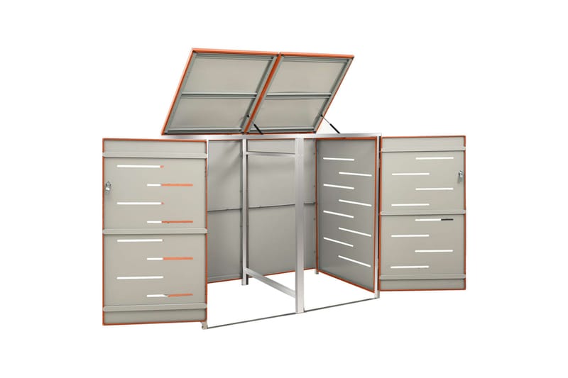 Søppeldunkskur dobbelt 138x77,5x115,5 cm rustfritt stål - Oransj - Hage - Uterom & feriehus - Lagringshus & boder - Søppelskur