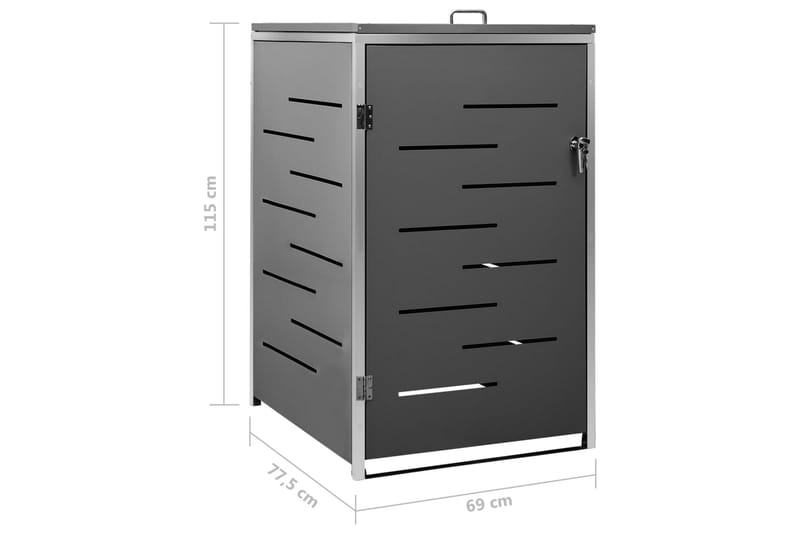Søppeldunkskur enkelt 69x77,5x115 cm rustfritt stål - Antrasittgrå - Hage - Uterom & feriehus - Lagringshus & boder - Søppelskur