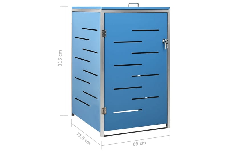 Søppeldunkskur enkelt 69x77,5x115 cm rustfritt stål - Blå - Hage - Uterom & feriehus - Lagringshus & boder - Søppelskur