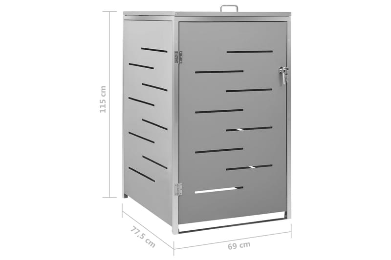 Søppeldunkskur enkelt 69x77,5x115 cm rustfritt stål - Grå - Søppelskur