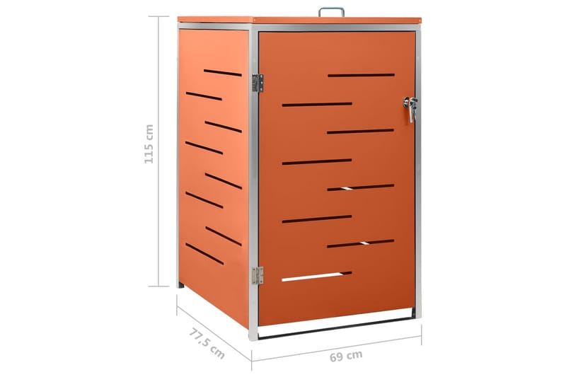 Søppeldunkskur enkelt 69x77,5x115 cm rustfritt stål - Oransj - Hage - Uterom & feriehus - Lagringshus & boder - Søppelskur