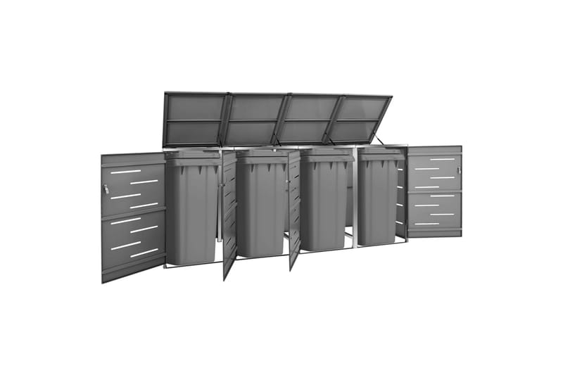 Søppeldunkskur firedobbelt 276,5x77,5x115,5 cm - Antrasittgrå - Hage - Uterom & feriehus - Lagringshus & boder - Søppelskur