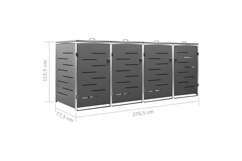 Søppeldunkskur firedobbelt 276,5x77,5x115,5 cm - Antrasittgrå - Hage - Uterom & feriehus - Lagringshus & boder - Søppelskur