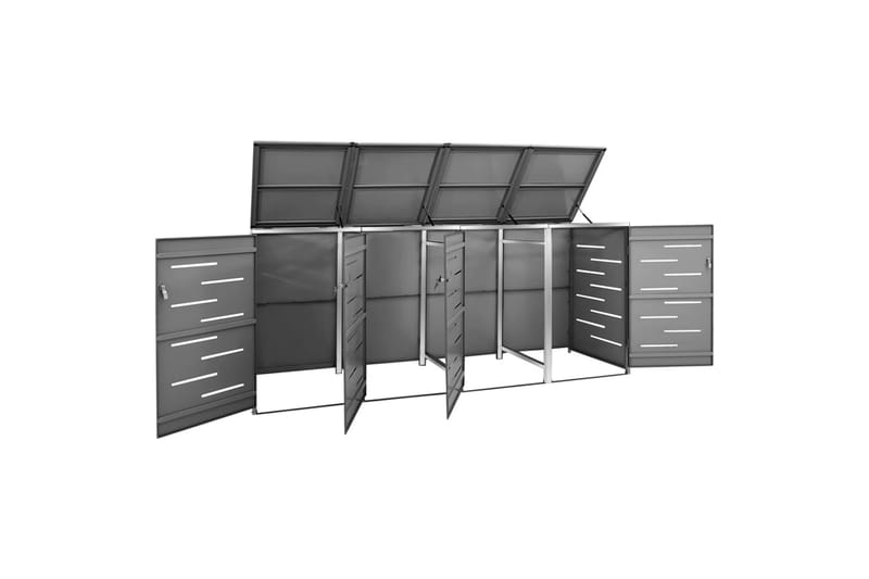 Søppeldunkskur firedobbelt 276,5x77,5x115,5 cm - Antrasittgrå - Hage - Uterom & feriehus - Lagringshus & boder - Søppelskur