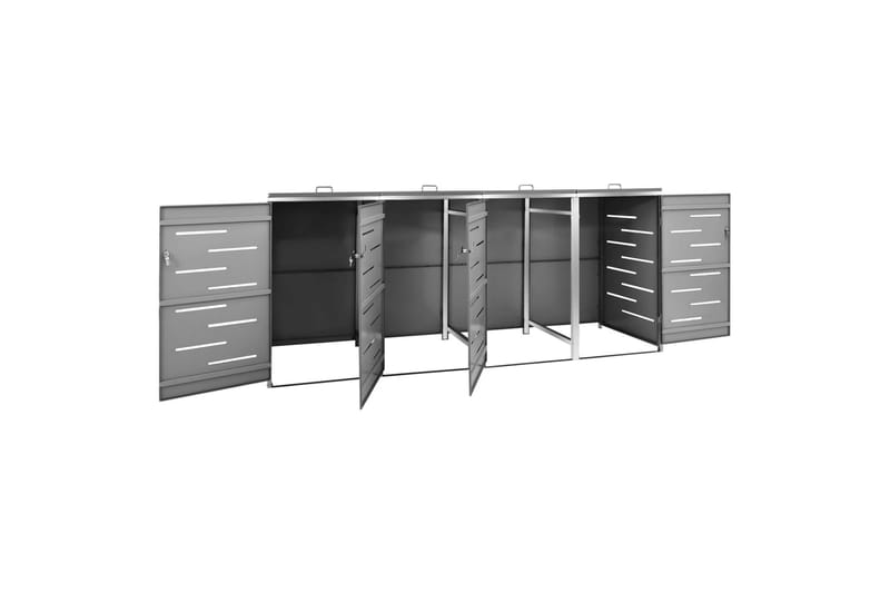 Søppeldunkskur firedobbelt 276,5x77,5x115,5 cm - Antrasittgrå - Hage - Uterom & feriehus - Lagringshus & boder - Søppelskur