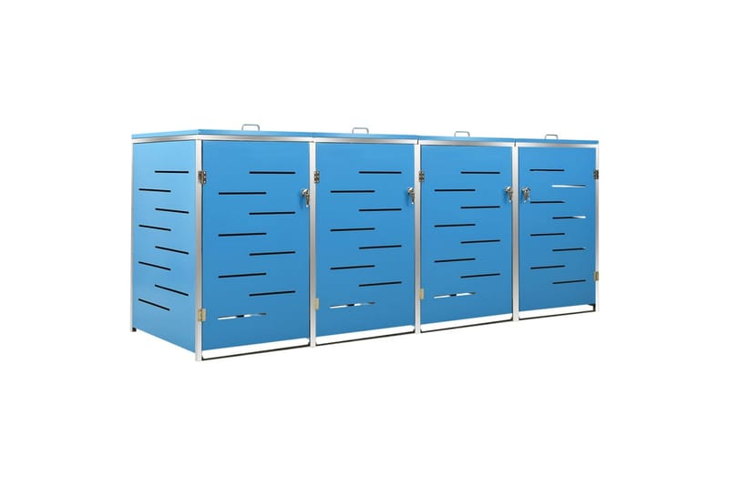 Søppeldunkskur firedobbelt 276,5x77,5x115,5 rustfritt stål - Blå - Hage - Uterom & feriehus - Lagringshus & boder - Søppelskur