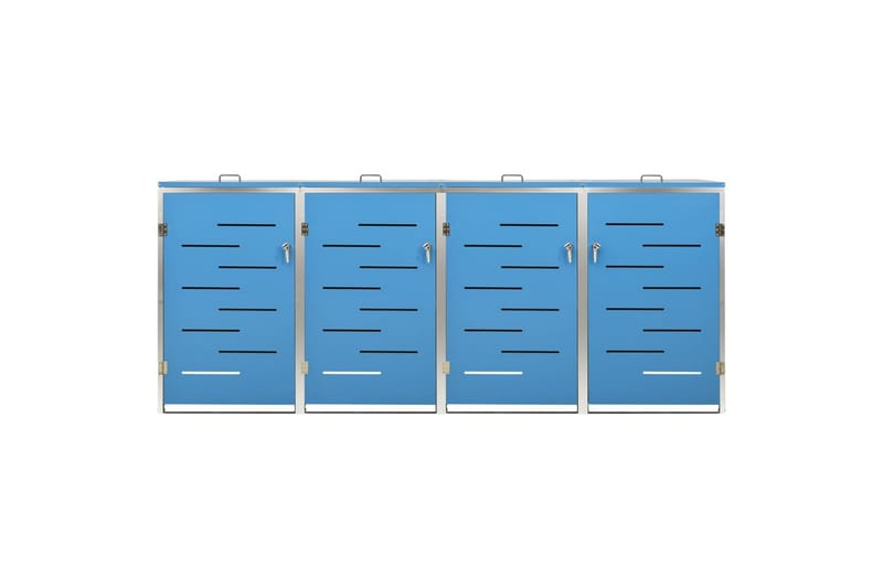Søppeldunkskur firedobbelt 276,5x77,5x115,5 rustfritt stål - Blå - Hage - Uterom & feriehus - Lagringshus & boder - Søppelskur
