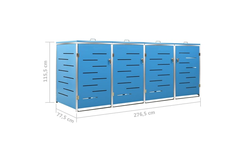 Søppeldunkskur firedobbelt 276,5x77,5x115,5 rustfritt stål - Blå - Hage - Uterom & feriehus - Lagringshus & boder - Søppelskur