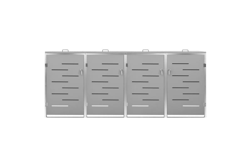 Søppeldunkskur firedobbelt 276,5x77,5x115,5 rustfritt stål - Grå - Hage - Uterom & feriehus - Lagringshus & boder - Søppelskur