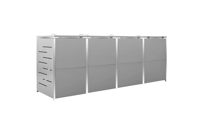 Søppeldunkskur firedobbelt 276,5x77,5x115,5 rustfritt stål - Grå - Hage - Uterom & feriehus - Lagringshus & boder - Søppelskur