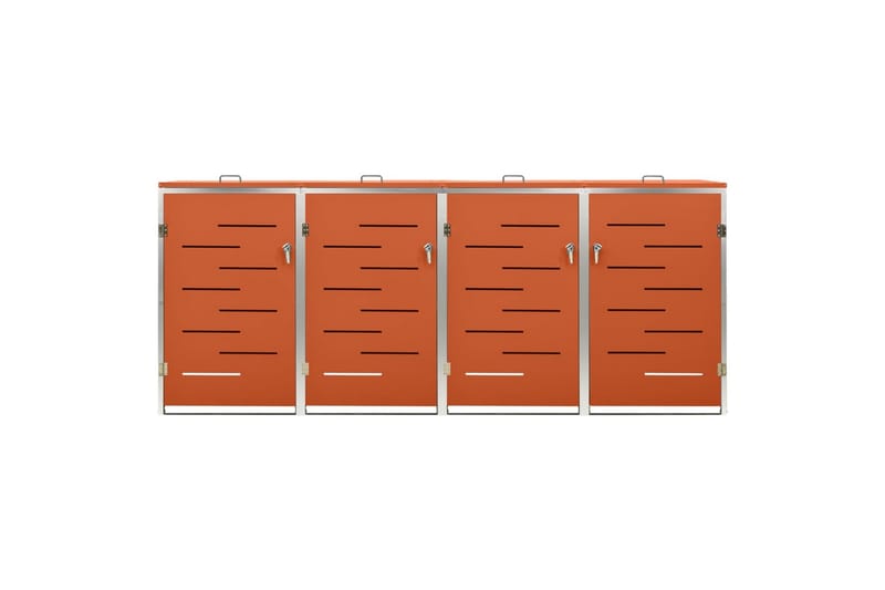 Søppeldunkskur firedobbelt 276,5x77,5x115,5 rustfritt stål - Oransj - Hage - Uterom & feriehus - Lagringshus & boder - Søppelskur