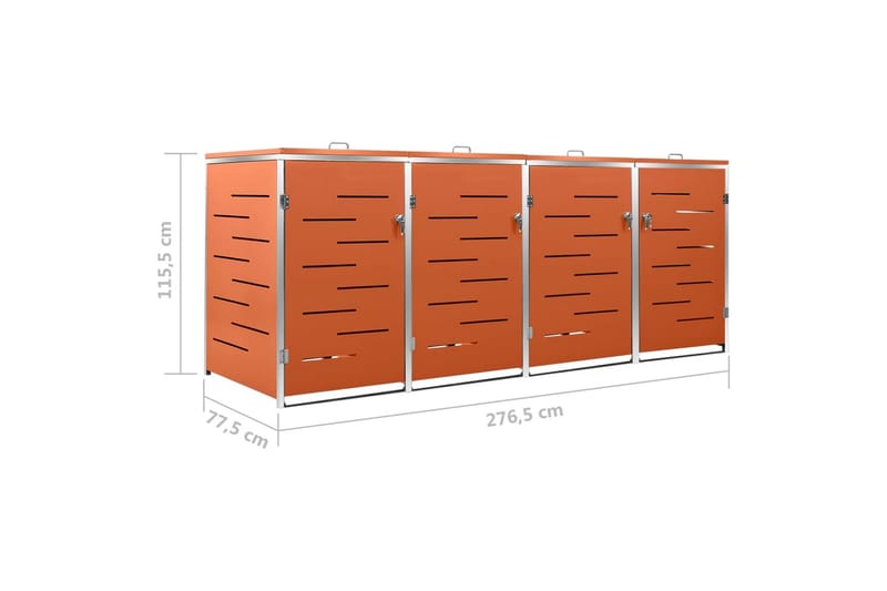 Søppeldunkskur firedobbelt 276,5x77,5x115,5 rustfritt stål - Oransj - Hage - Uterom & feriehus - Lagringshus & boder - Søppelskur