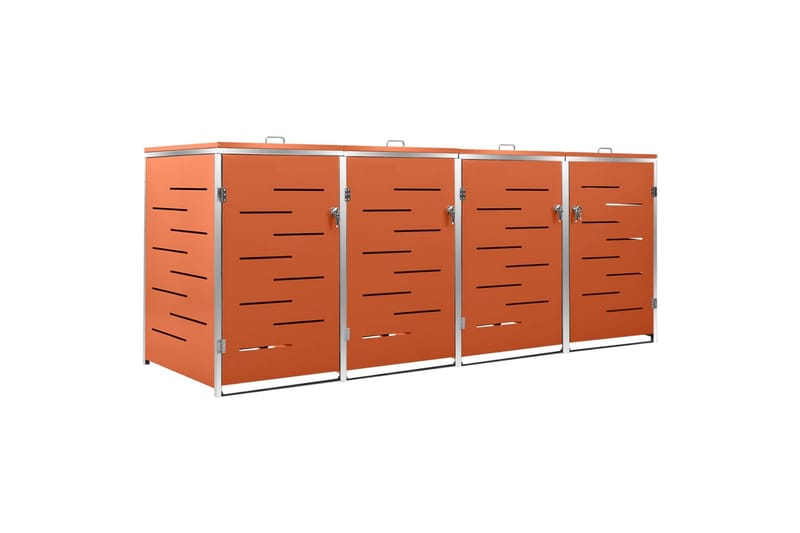 Søppeldunkskur firedobbelt 276,5x77,5x115,5 rustfritt stål - Oransj - Hage - Uterom & feriehus - Lagringshus & boder - Søppelskur