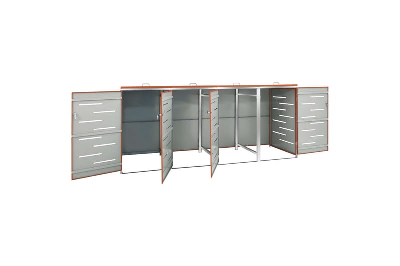 Søppeldunkskur firedobbelt 276,5x77,5x115,5 rustfritt stål - Oransj - Hage - Uterom & feriehus - Lagringshus & boder - Søppelskur