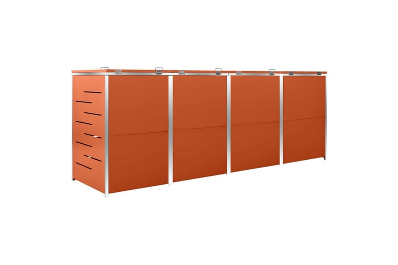 Søppeldunkskur firedobbelt 276,5x77,5x115,5 rustfritt stål - Oransj - Hage - Uterom & feriehus - Lagringshus & boder - Søppelskur
