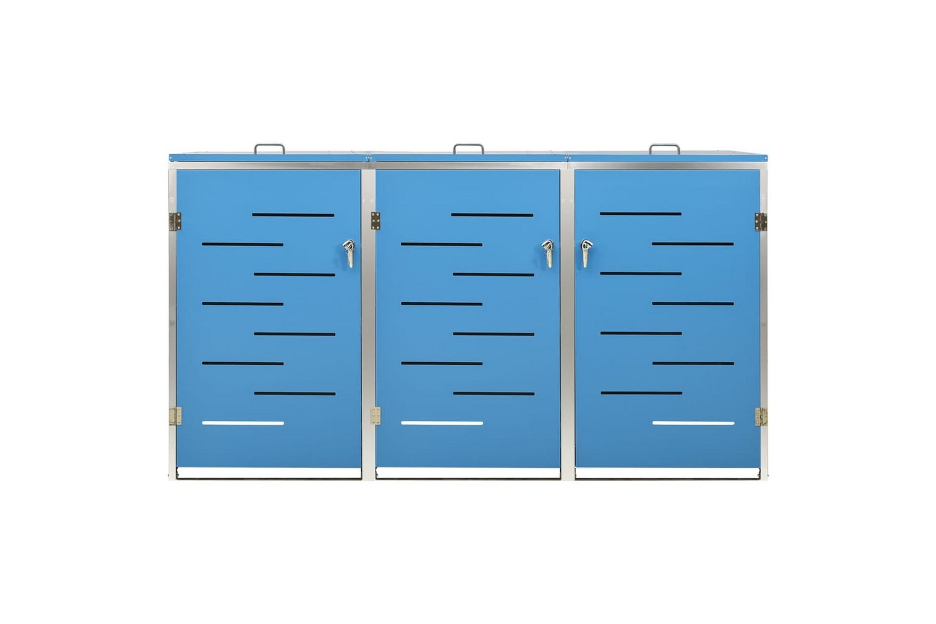 Søppeldunkskur trippelt 207x77,5x115 cm rustfritt stål - Blå - Hage - Uterom & feriehus - Lagringshus & boder - Søppelskur