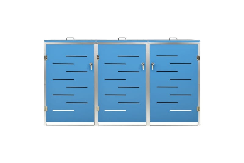 Søppeldunkskur trippelt 207x77,5x115 cm rustfritt stål - Blå - Hage - Uterom & feriehus - Lagringshus & boder - Søppelskur