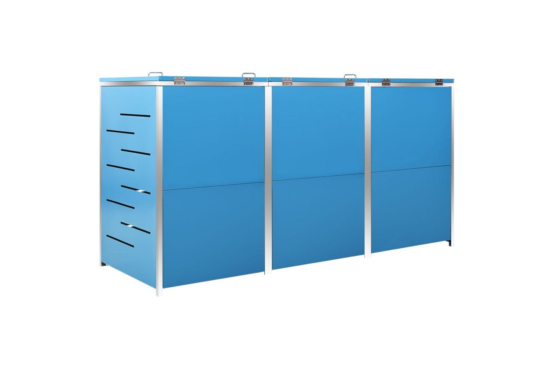 Søppeldunkskur trippelt 207x77,5x115 cm rustfritt stål - Blå - Hage - Uterom & feriehus - Lagringshus & boder - Søppelskur