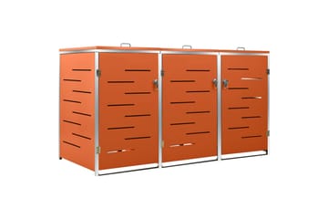 Søppeldunkskur trippelt 207x77,5x115 cm rustfritt stål - Oransj - Hage - Uterom & feriehus - Lagringshus & boder - Søppelskur