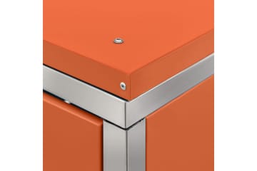 Søppeldunkskur trippelt 207x77,5x115 cm rustfritt stål - Oransj - Hage - Uterom & feriehus - Lagringshus & boder - Søppelskur
