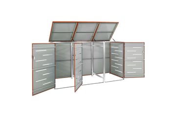 Søppeldunkskur trippelt 207x77,5x115 cm rustfritt stål - Oransj - Hage - Uterom & feriehus - Lagringshus & boder - Søppelskur