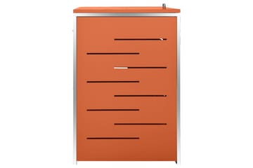 Søppeldunkskur trippelt 207x77,5x115 cm rustfritt stål - Oransj - Hage - Uterom & feriehus - Lagringshus & boder - Søppelskur