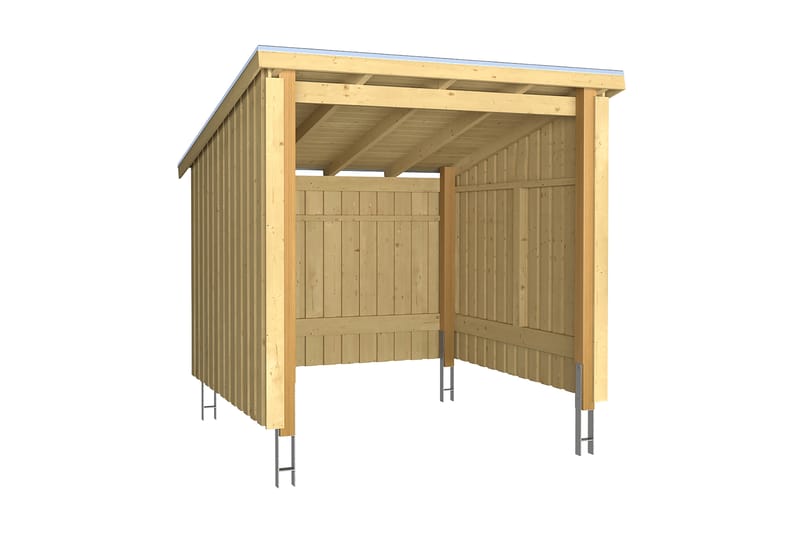 PLUS Nordic Sykkelskjul 5,7 m² - 1 Modul Åpen - Grå - Sykkelbod & sykkelstativ