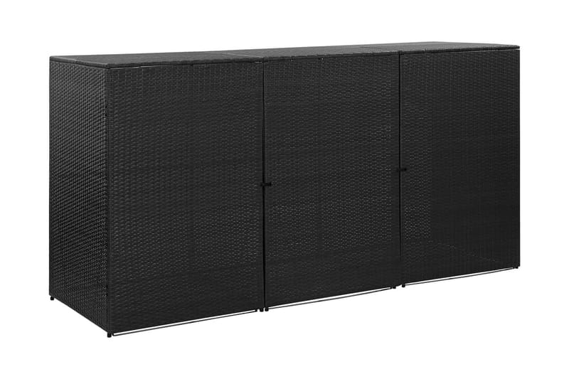 Søppeldunkskur trippel svart 229x78x120 cm polyrotting - Svart - Hage - Uterom & feriehus - Lagringshus & boder - Sykkelbod & sykkelstativ
