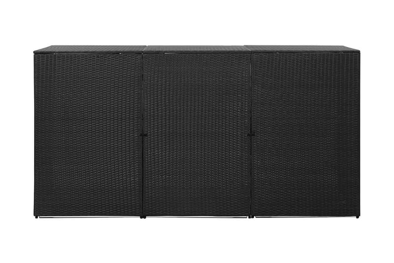 Søppeldunkskur trippel svart 229x78x120 cm polyrotting - Svart - Hage - Uterom & feriehus - Lagringshus & boder - Sykkelbod & sykkelstativ